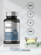 Horbäach Biotina 10.000 mcg - 200 Cápsulas Blandas - Suplemento de Biotina con Vitamina B7