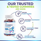 B12 Energy Gummies - 4500 mcg de Vitamina B12 por Dosis - Gominolas para Energía y Sistema Inmunológico - Sabor Natural a Bayas - 60 Gominolas