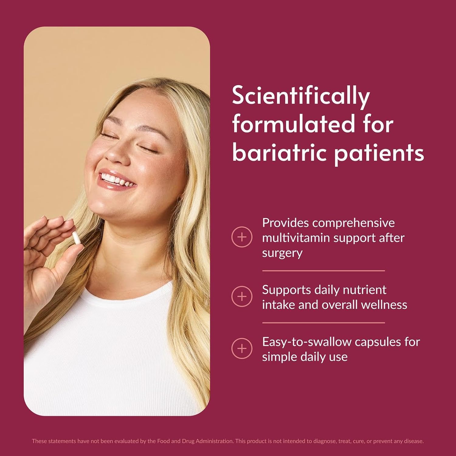 Bariatric Advantage Multi Formula Sin Hierro - Multivitamínico Diario de Alta Potencia para Pacientes de Cirugía Bariátrica - 540 Cápsulas