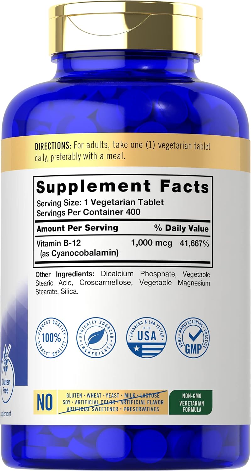 Carlyle Vitamina B12 1000 mcg - 400 Comprimidos Vegetarianos