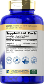 Carlyle Vitamina B12 1000 mcg - 400 Comprimidos Vegetarianos