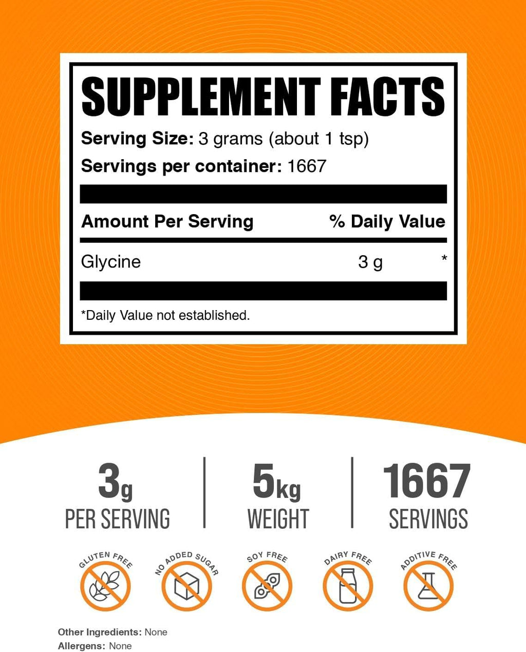 BulkSupplements.com Glycine Powder - Amino Acid Supplement for Liver & Immune System - Unflavored, Gluten Free - 1000mg Per Serving, 5 (5 kg) Pack