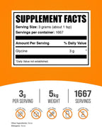 BulkSupplements.com Glycine Powder - Amino Acid Supplement for Liver & Immune System - Unflavored, Gluten Free - 1000mg Per Serving, 5 (5 kg) Pack