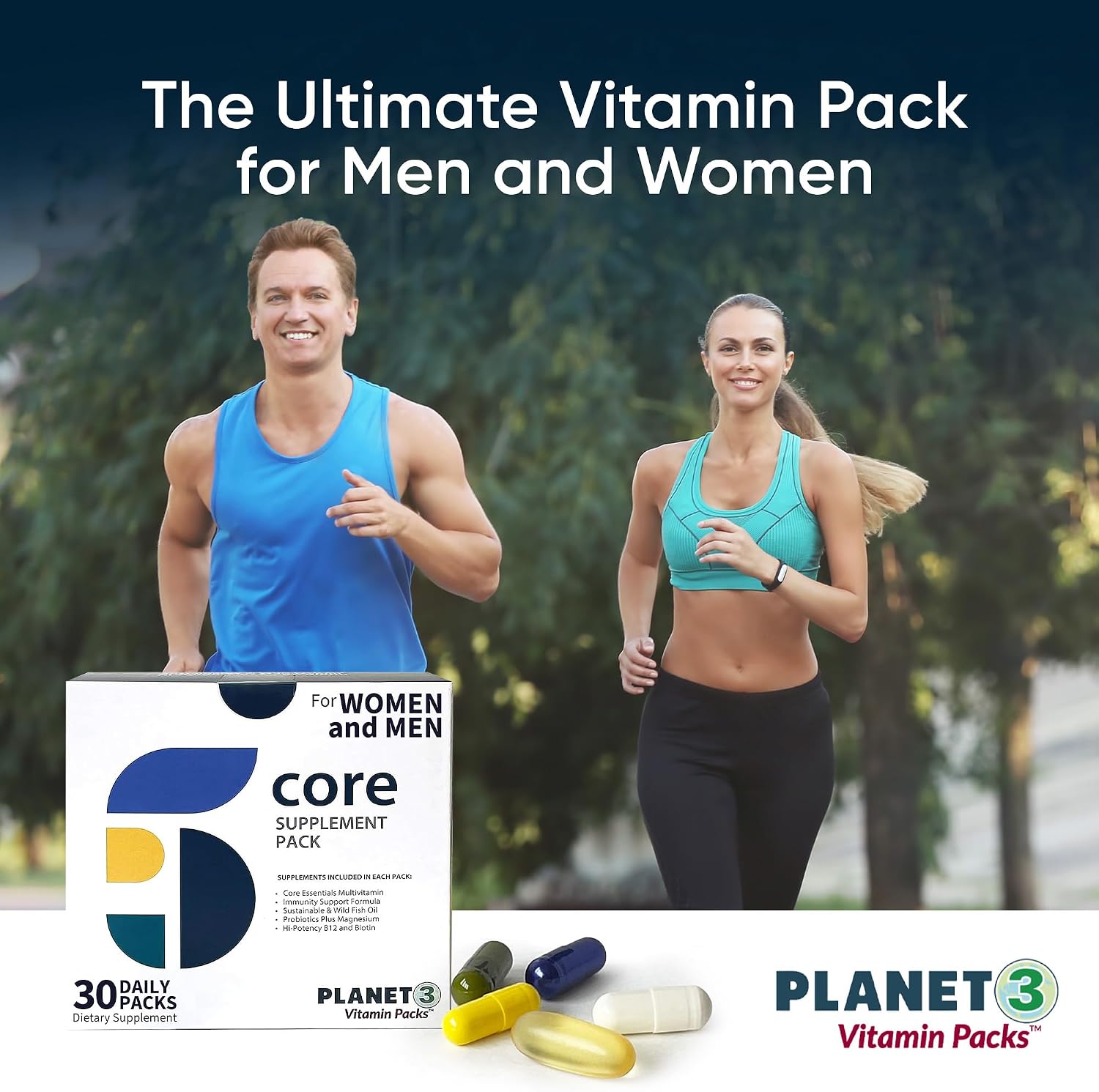 Planet 3 Vitamin Packs - Paquetes diarios de vitaminas para hombres y mujeres - 120 paquetes