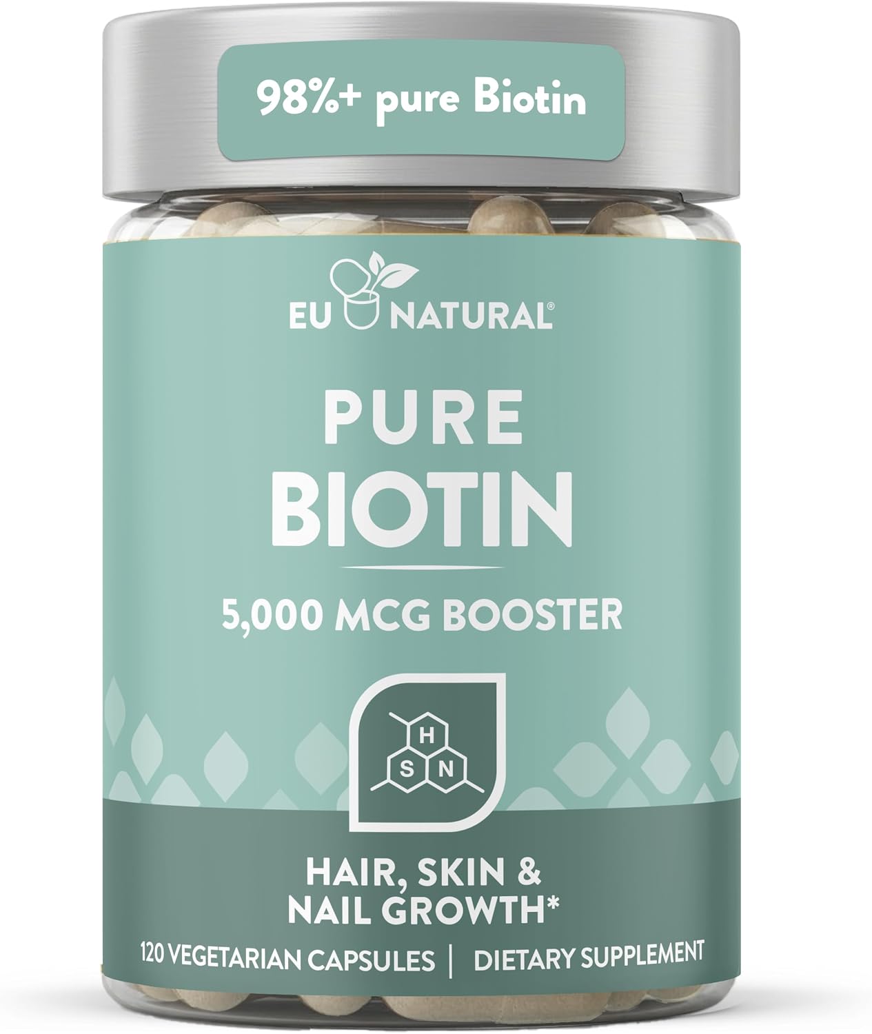 Biotina 5000 mcg - Suplemento para Cabello, Piel y Uñas - 120 Cápsulas Blandas Veganas