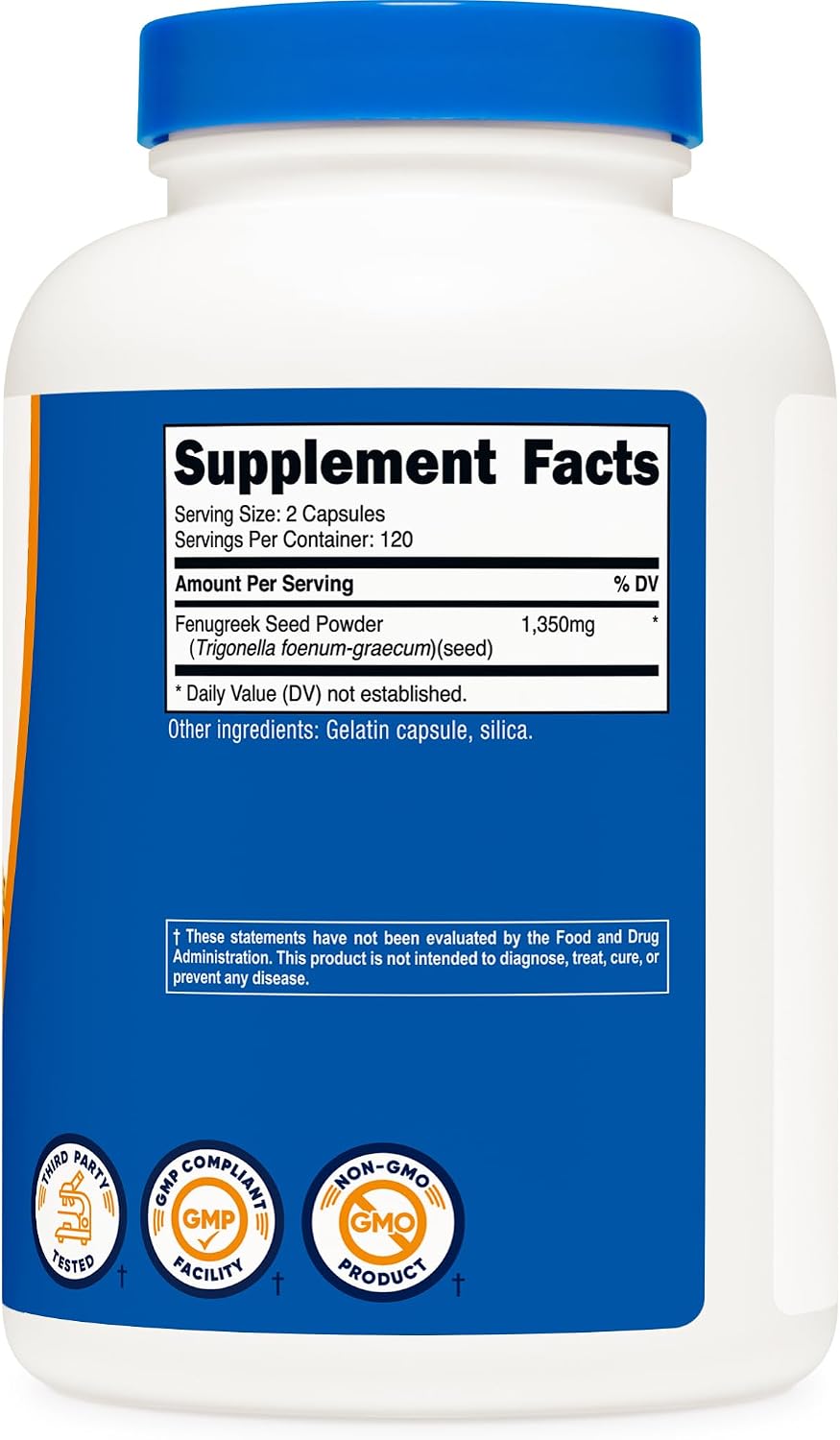 Nutricost Fenogreco Semilla 1350mg, 240 Cápsulas (2 Botes) - Sin Gluten, No GMO