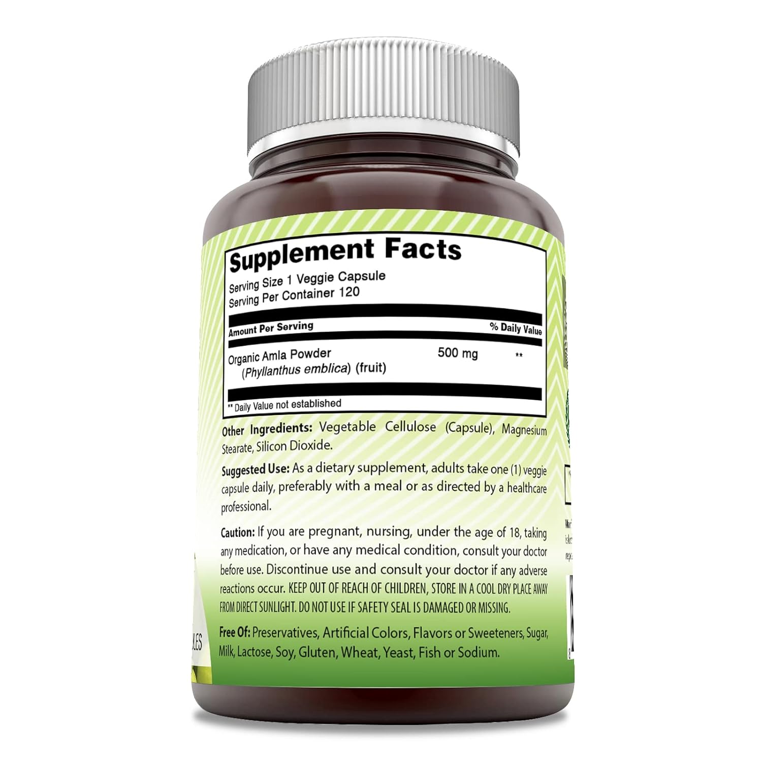 Amazing India Amla (Amla Natural) 500 mg - 120 Cápsulas Veganas - Sin Gluten, No GMO