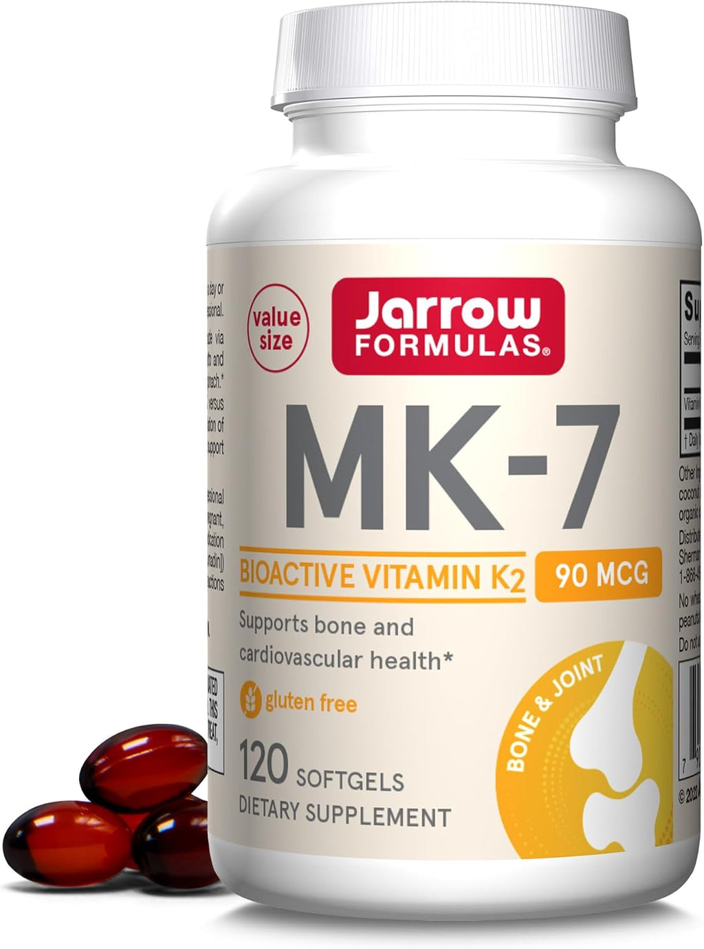 Jarrow Formulas MK-7 90mcg - Vitamina K2 (MK-7) - 120 Cápsulas Blandas (12 Envases)