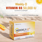 Nivagen Weekly-D Vitamina D3 50.000 IU (Colecalciferol) - Softgels Semanales de Alta Potencia - 12 Softgels