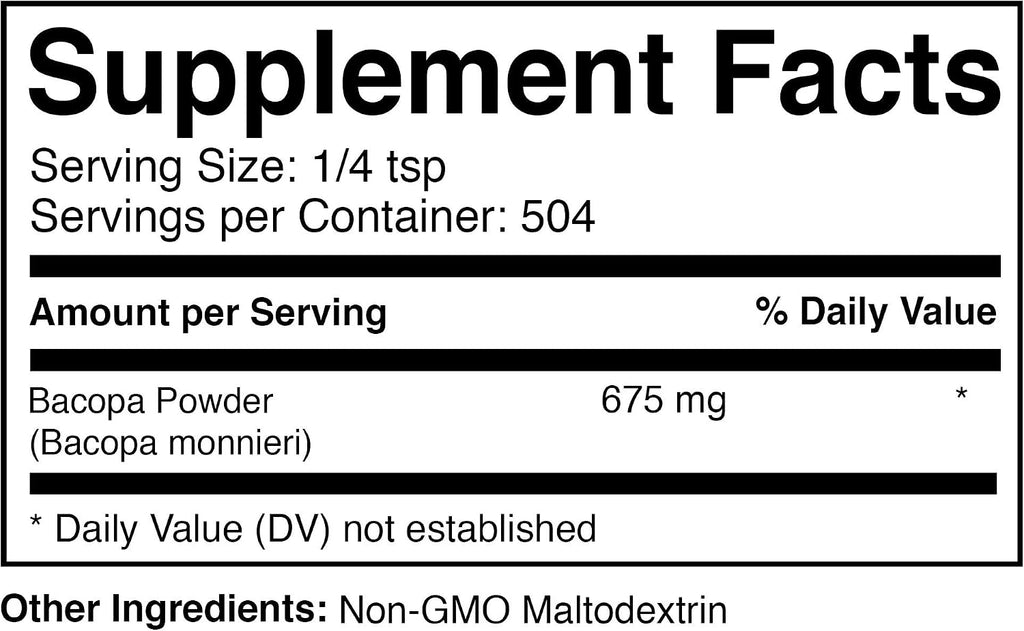 Prescribed For Life Bacopa en Polvo 20% Bacósidos, 340 g