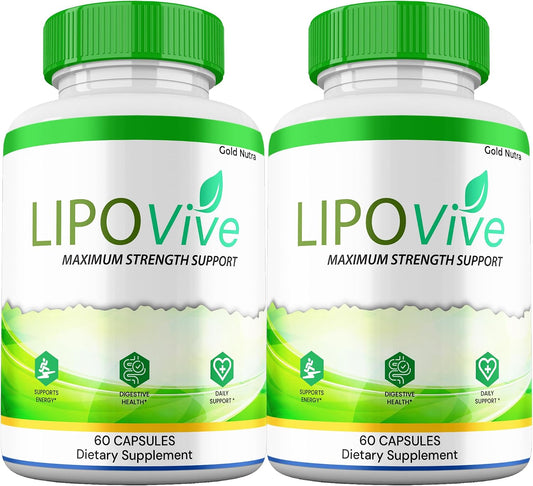 LipoVive Cápsulas, Fórmula Avanzada de Máxima Potencia, Suplemento Premium con Ingredientes Naturales (2 Envases)