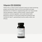 Momentous Vitamina D3 5000 UI - 60 cápsulas - Certificado NSF para deporte
