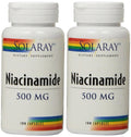 Solaray Niacinamida 500 mg, 100 Cápsulas Veganas (Paquete de 2)