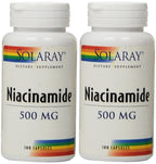 Solaray Niacinamida 500 mg, 100 Cápsulas Veganas (Paquete de 2)