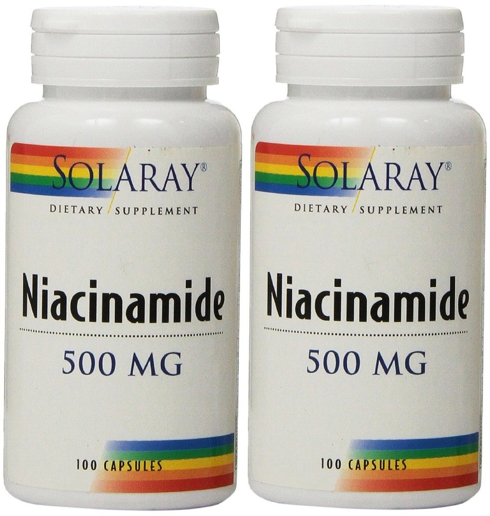 Solaray Niacinamida 500 mg, 100 Cápsulas Veganas (Paquete de 2)