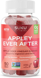 SUKU Appley Ever After Gummies – Vinagre de Manzana con B12 y Folato Metilados – Sin Azúcar, Vegano – 50 Gominolas