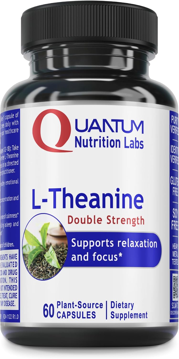 Quantum Nutrition Labs L-Teanina Extra Fuerza - 200mg de L-Teanina Pura, 60 Cápsulas Veganas