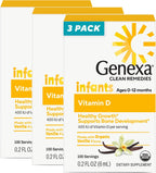 Genexa Gotas de Vitamina D para Bebés - Sabor Vainilla Orgánica - 270 dosis (3 frascos)