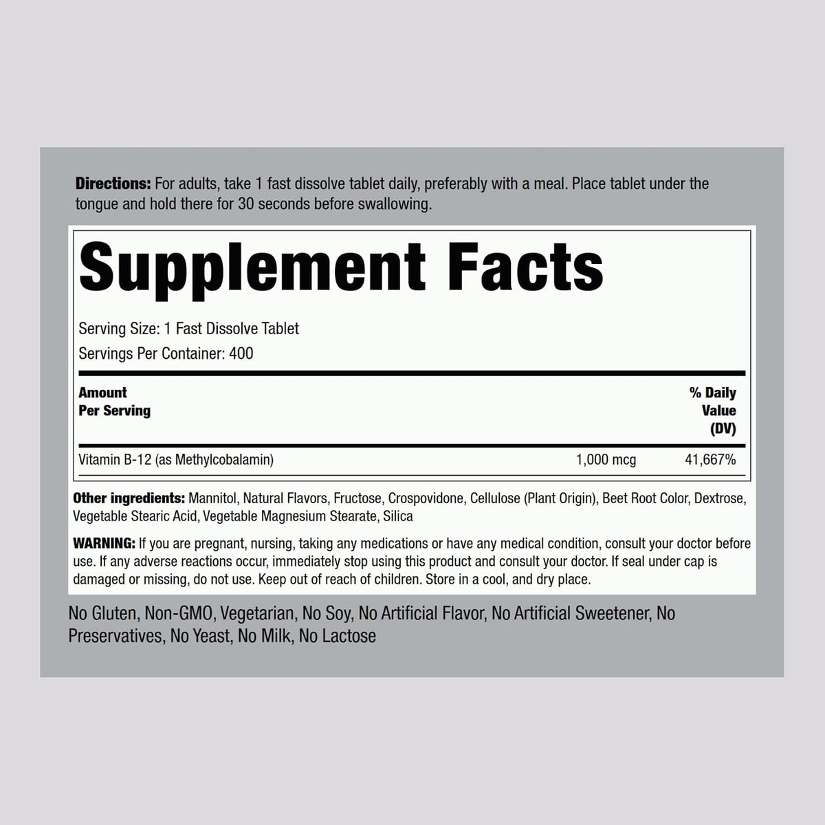 Piping Rock Vitamina B12 Sublingual | 1000 – Contribuye al metabolismo energético normal. Facilita la conversión – Image 2