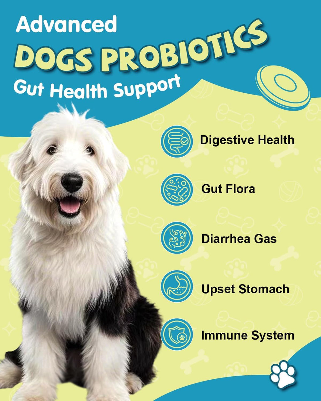 Probióticos para Perros con Prebióticos, Leche de Cabra, Omega 3 y Vitaminas - 120 Masticables