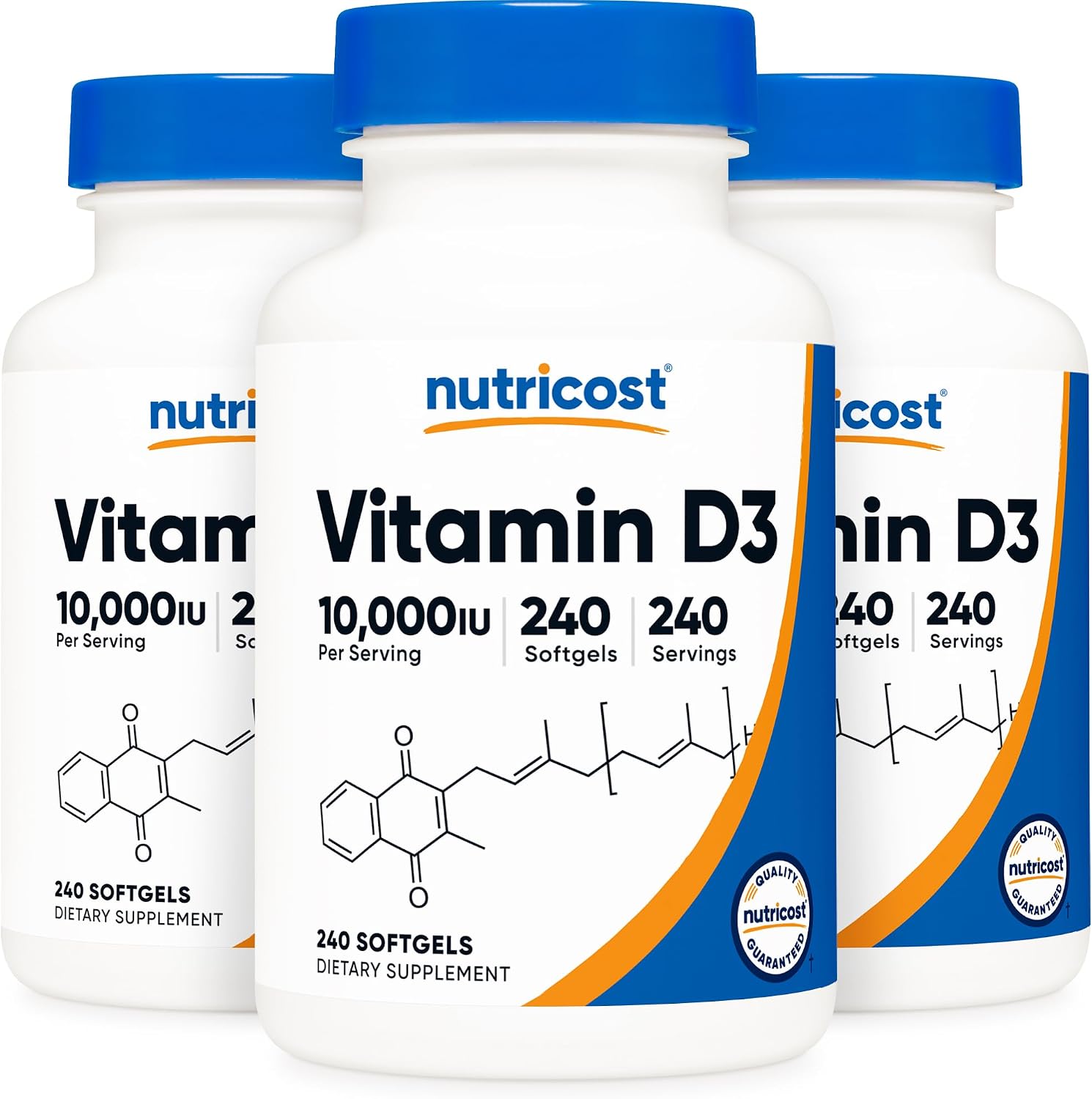 Nutricost Vitamina D3 10.000 UI - 240 Cápsulas Blandas (Paquete de 3)
