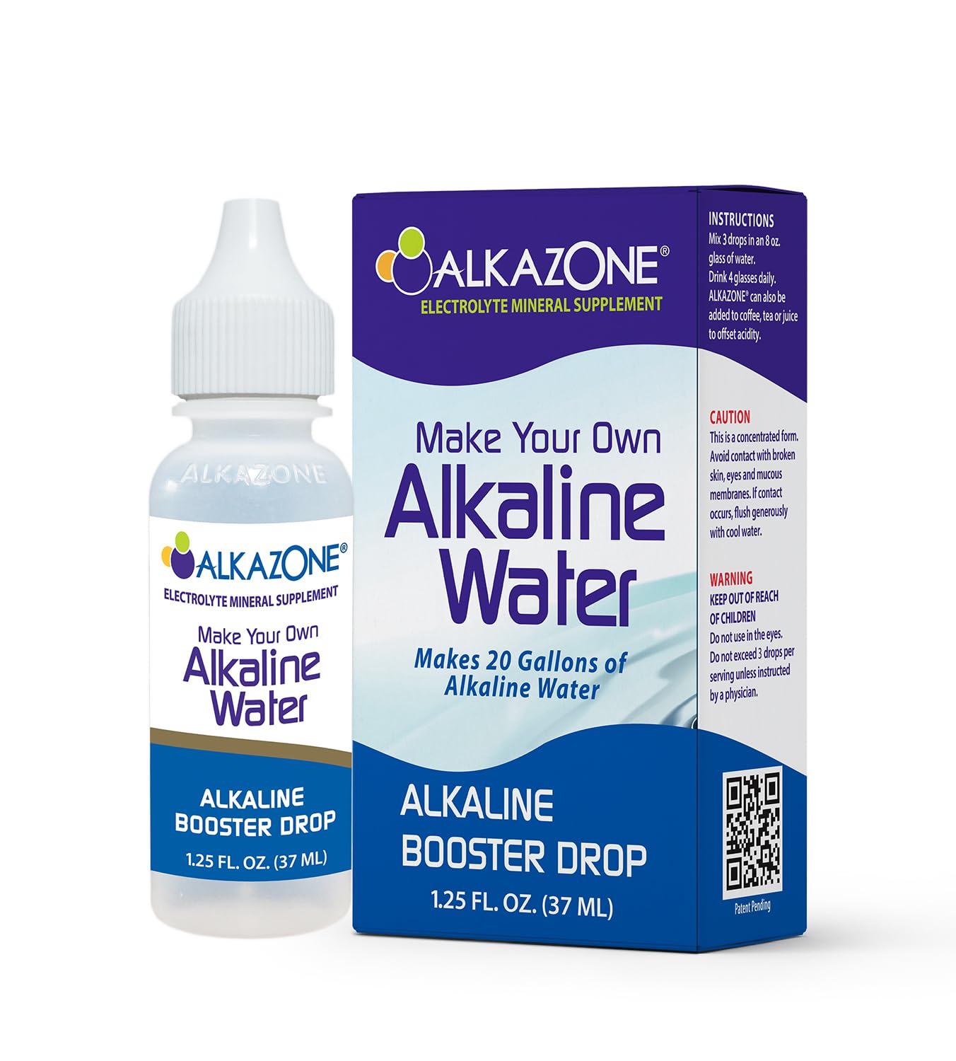 ALKAZONE Gotas Alcalinas - Potenciador de Agua Alcalina 1.25 oz (2 Paquetes)