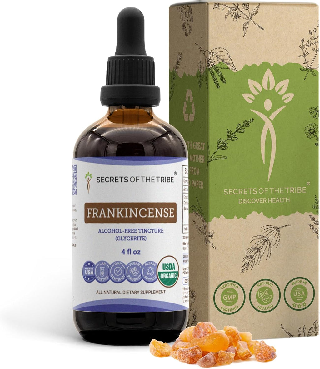 Secrets of the Tribe Incienso Orgánico - Extracto sin Alcohol, Alta Potencia, 118 ml