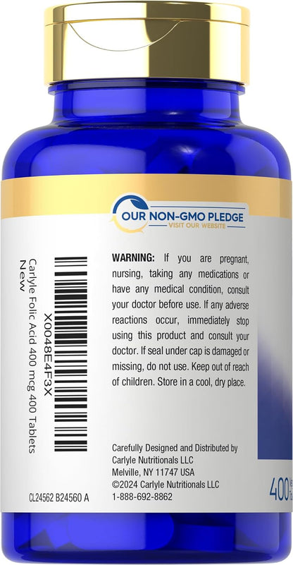 Carlyle Ácido Fólico 400 mcg | 400 – El ácido fólico contribuye al metabolismo normal de la homocisteína. – Image 3