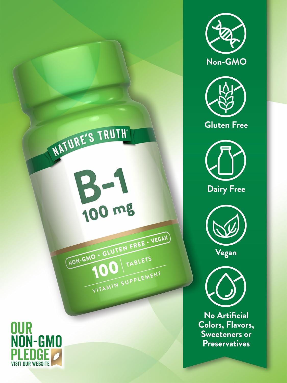 Nature's Truth Vitamina B1 (Tiamina) 100 mg, 100 Tabletas