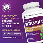 Dr. Berg Complejo de Vitamina C Masticable - Elaborado con Bayas Orgánicas No-GMO - 60 Deliciosas Pastillas