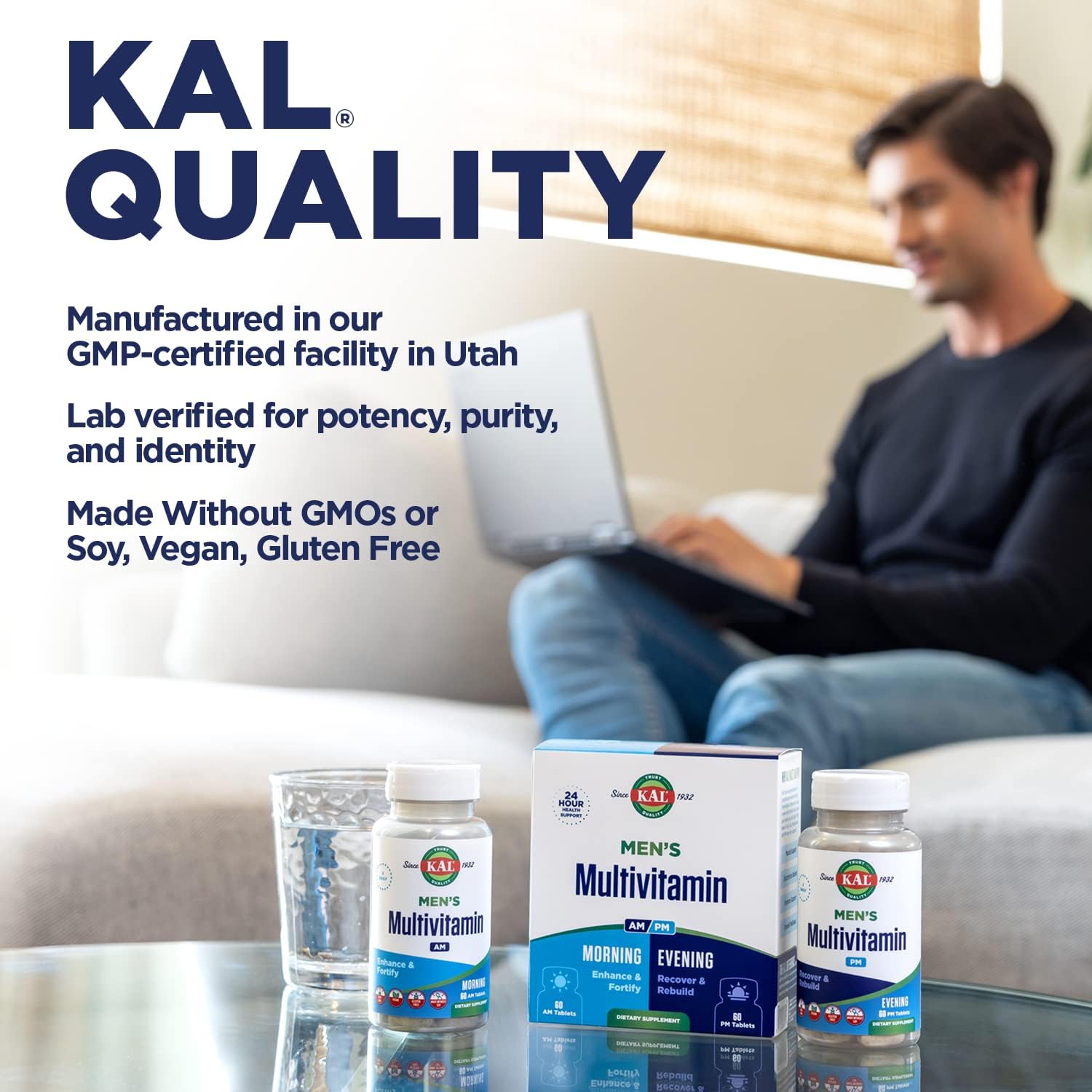 KAL Men's Multivitamin AM/PM - 120 Comprimidos (30 Dosis)