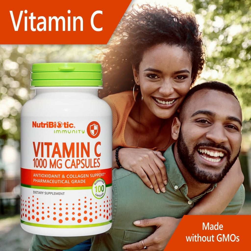 NutriBiotic Vitamina C 1000 mg - 100 Cápsulas - Ácido Ascórbico Puro