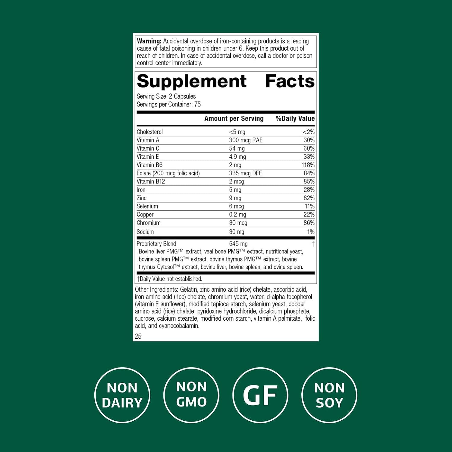 Standard Process Immuplex - 150 Capsules, Daily Immune Support with Folate, Iron, Vitamin C and Vitamin A
