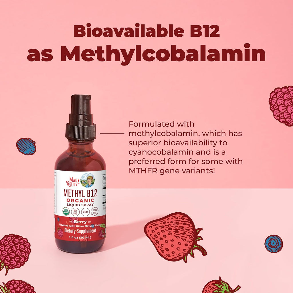MaryRuth's Spray Orgánico de Vitamina B12 Metilcobalamina - 1500 mcg - 30 ml