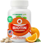 VitaWorks Kids Biotin 5000mcg Comprimidos Masticables Sabor Naranja | 120 Unidades