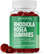 Rhodiola Rosea Gummies – Gomitas Adaptógenas Sin Azúcar, 60 uds – Sabor a Bayas Mixtas