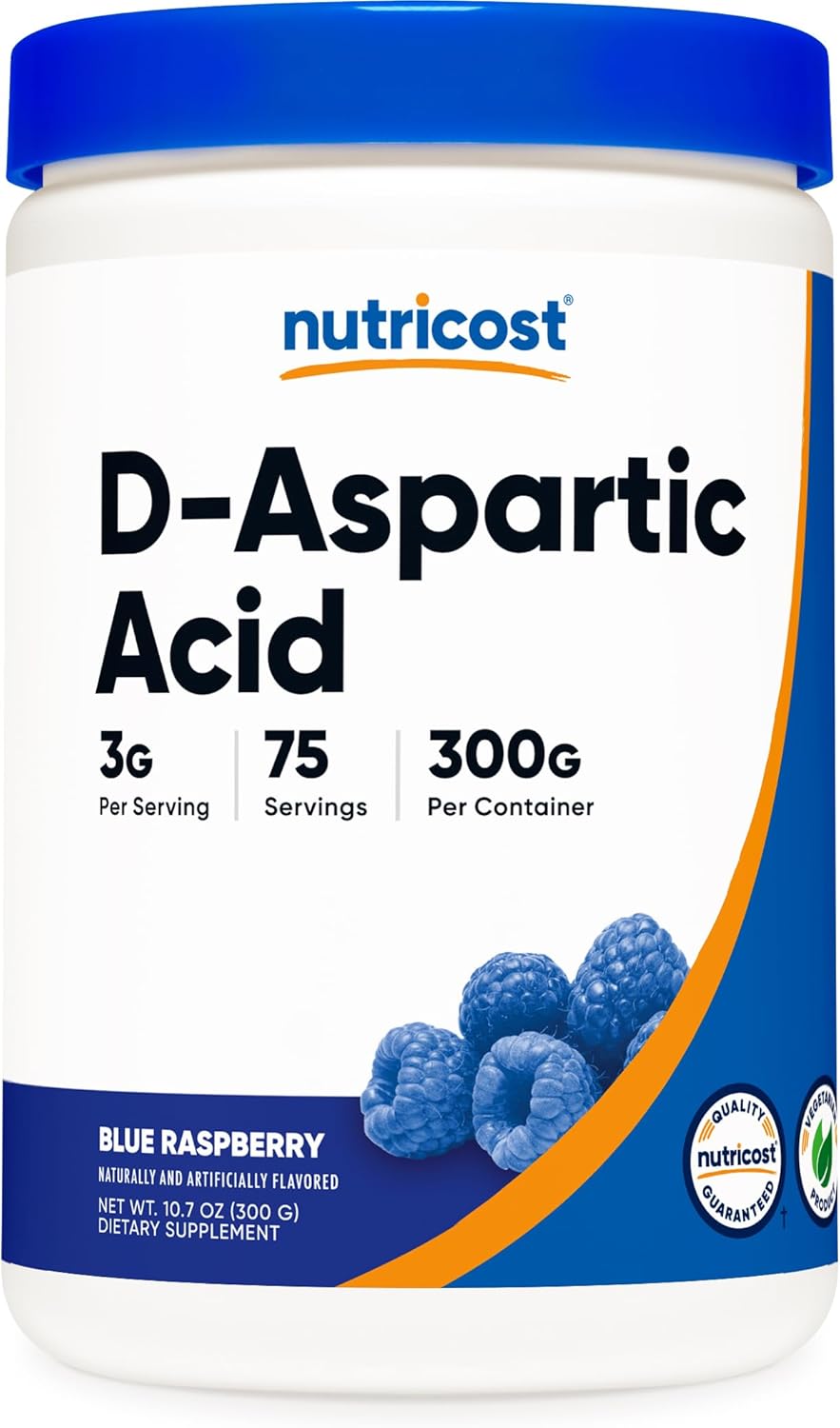 Nutricost D-Aspartic Acid (DAA) Powder 300g - Blue Raspberry Flavor