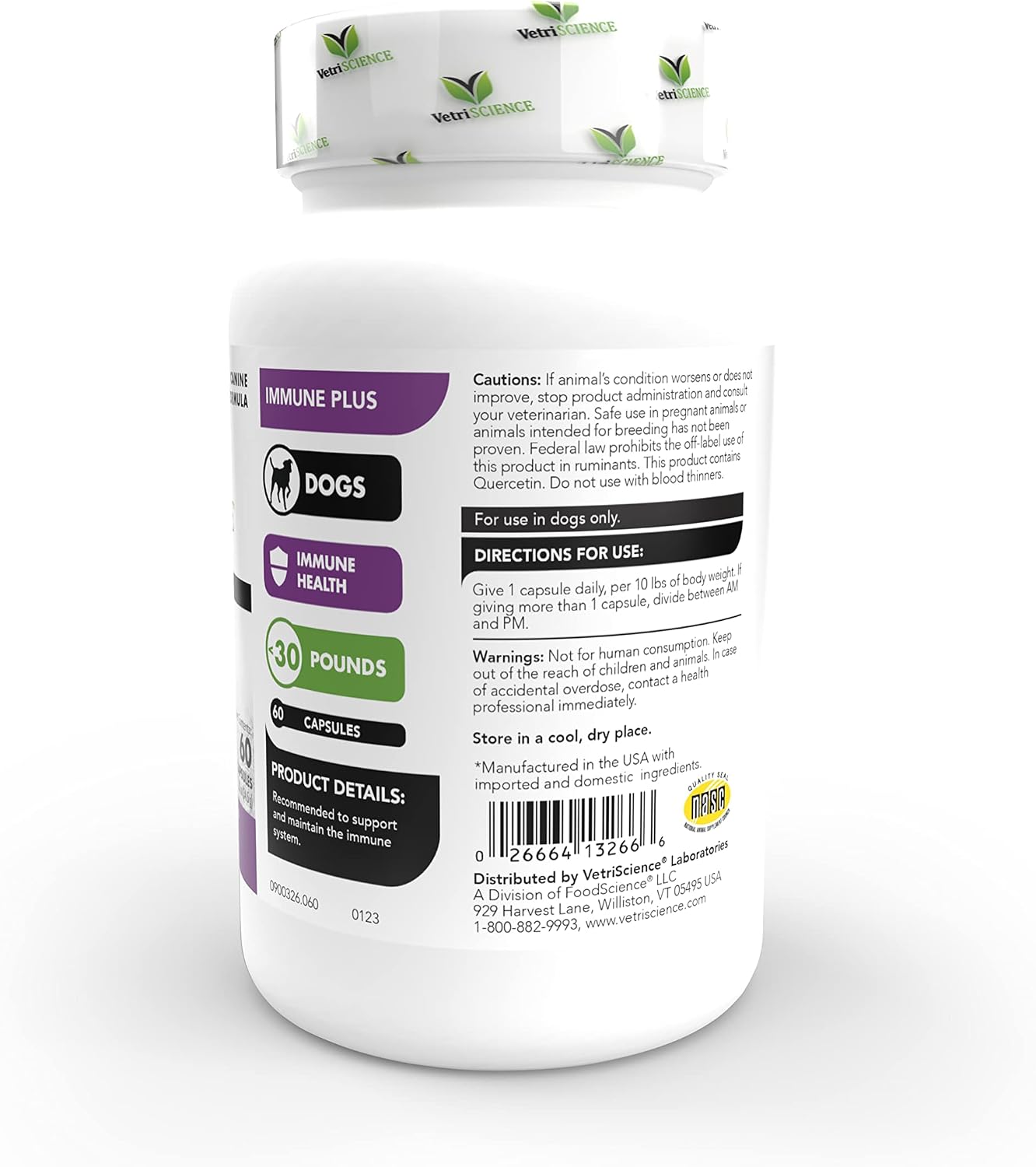 VetriScience Immunity Health Immune Plus Cápsulas para Perros Medianos y Grandes, 60 uds.