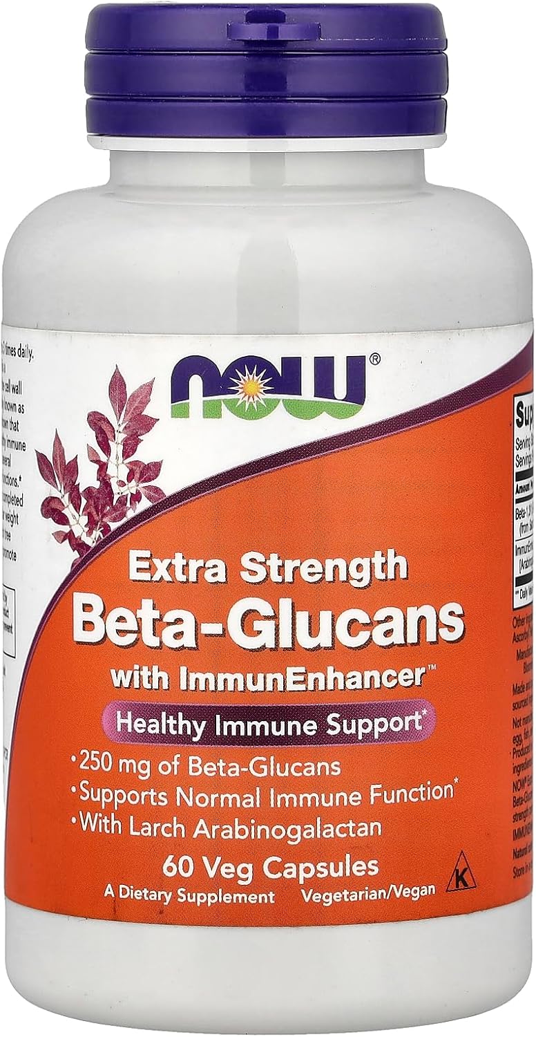 NOW Foods Beta-Glucanos con ImmunEnhancer 250mg - 60 Cápsulas Veganas