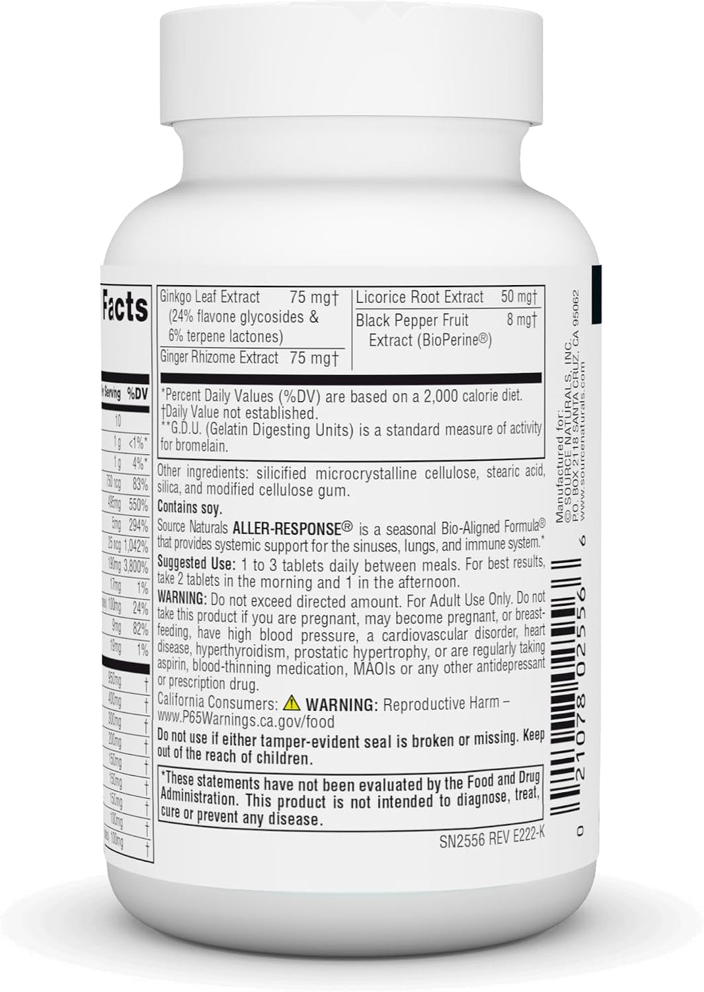 Source Naturals Aller-Response, Apoyo Inmunitario Estacional - 30 Comprimidos