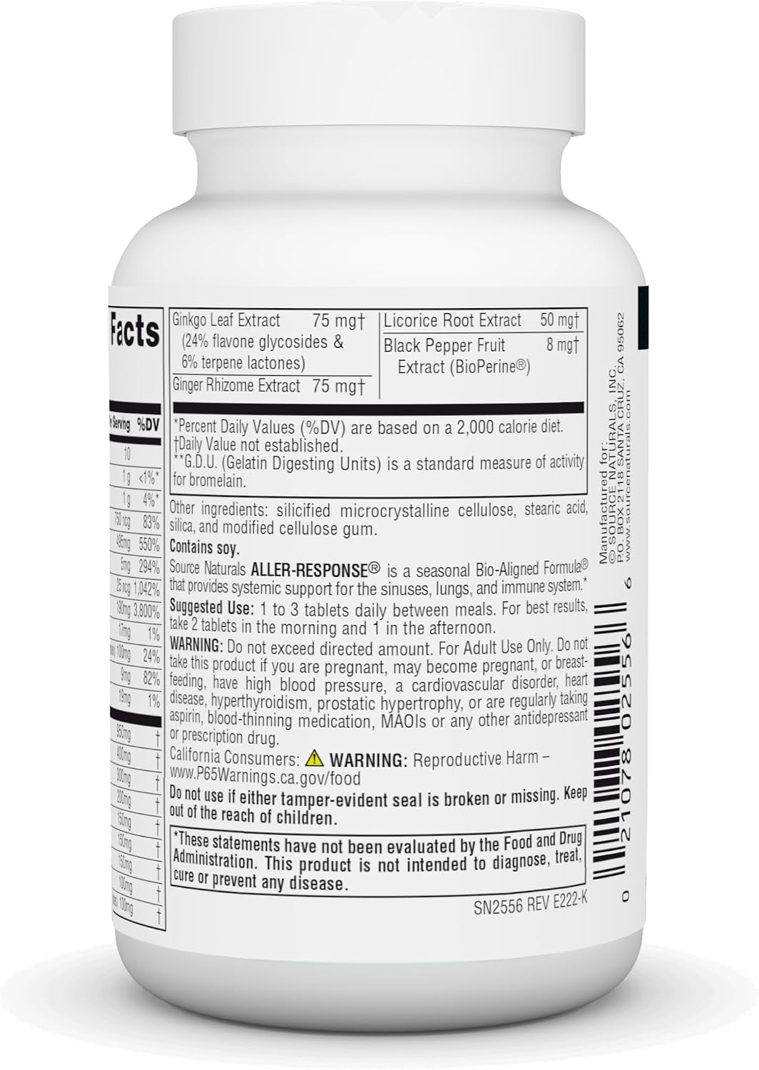 Source Naturals Aller-Response, Apoyo Inmunitario Estacional - 30 Comprimidos