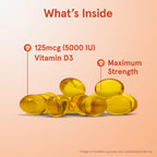 Jarrow Formulas Vitamin D3 5000 IU (125 mcg) - 100 Softgels - Gluten Free