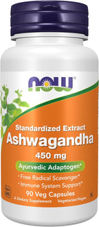 NOW Foods Ashwagandha 450 mg Extracto Estandarizado - 90 Cápsulas Veganas