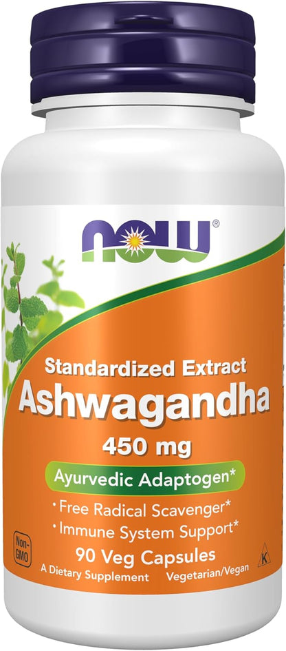 NOW Foods Ashwagandha 450 mg Extracto Estandarizado - 90 Cápsulas Veganas – Image 1
