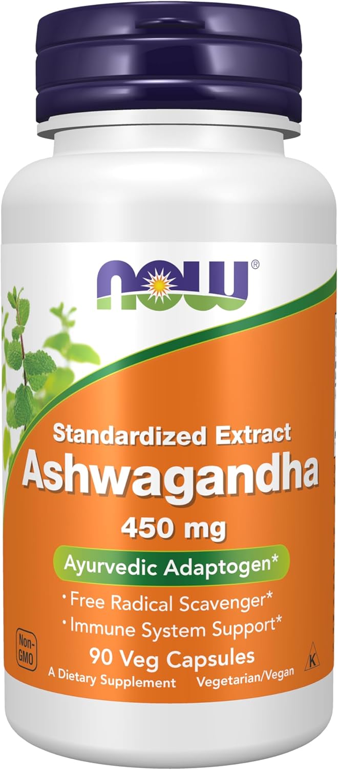 NOW Foods Ashwagandha 450 mg (Extracto Estandarizado), 180 Cápsulas Vegetales