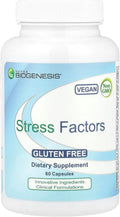 Nutra BioGenesis Stress Factors - Complemento para el Estrés Ocasional con GABA y L-Theanina, 60 Cápsulas Veganas