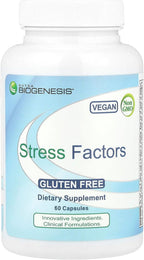 Nutra BioGenesis Stress Factors - Complemento para el Estrés Ocasional con GABA y L-Theanina, 60 Cápsulas Veganas