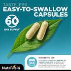 Nutrivein Musgo Marino Orgánico 1600mg con Bladderwrack y Bardana - 120 Cápsulas Veganas