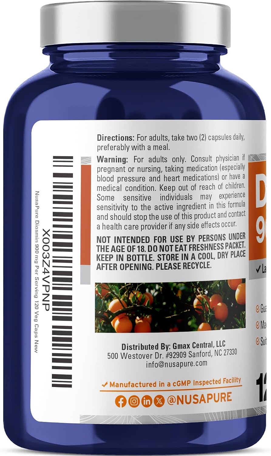NusaPure Diosmin 900mg - 120 Cápsulas Veganas