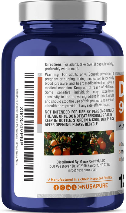 NusaPure Diosmin 900mg - 120 Cápsulas Veganas – Certificaciones: Vegano, no GMO, fabricado bajo cGMP – Image 3